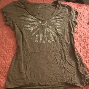 Women's Brown V-Neck Top 2000s top